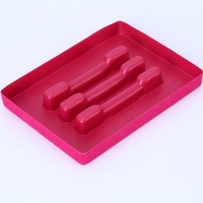 Custom Luxury Cosmetics Red Plastic Flocking Blister Packaging Inner Tray
