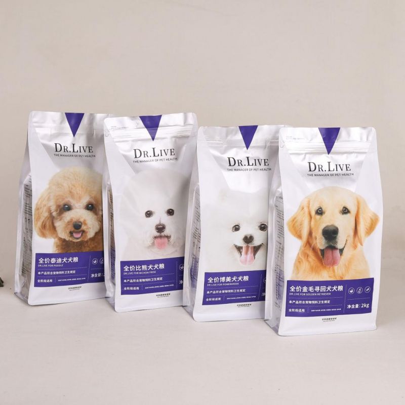 Plastic Biodegradable Custom Pet Food Bags Dog Feed Packaging Bags with Zip Lock