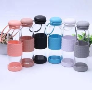 600ml Portable Flint Glass Bottles Colorful Insulated Sleeve with Plastic Lids