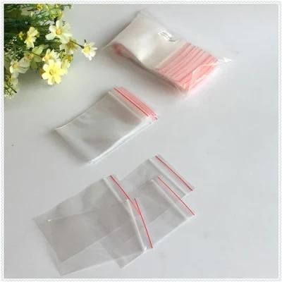 Clear Zip Lock Bag PE Zipper Bag Transparent with Red Line on The Lid