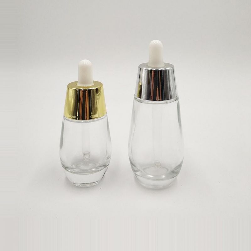 20ml/30ml Essential Oil Products Transparent Glass Droper Refillable Bottle with Golden Cap
