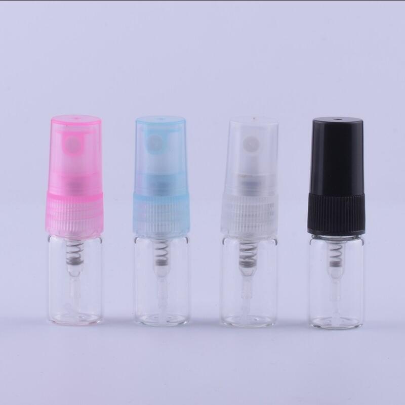 Top Quality Glass Pump Sprayer Bottles with 2 Colors Cap Vial Sample Test Bottle 2 Cc Mini Atomizer