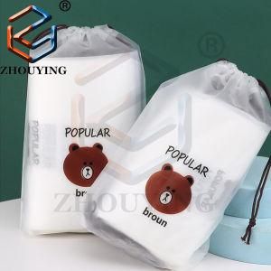 Customized Printed Transparency Matte Frosted Plastic Drawstring PE Bag