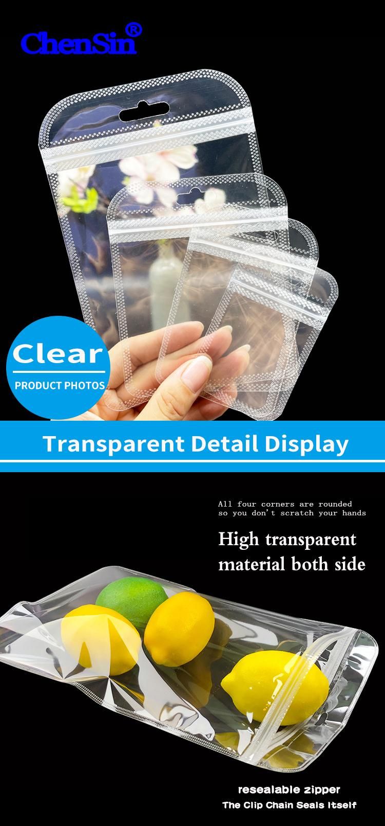Round Type Customized Double Clear Plastic Zipper Bag Transparent/Color