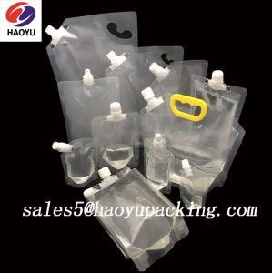 Transparent Plastic Packaged Clear Drink Water Stand up Spout Pouch Customized Printing Liquid Bag with Spout on Side