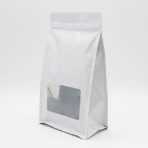 Custom Logo Doypack Resealable Ziplock White Kraft Food Packaging Paper Bags with Clear Window