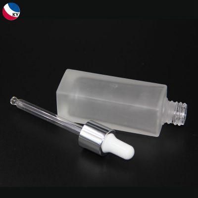 Clear Frosted Square Glass Dropper 30ml Screw Cap Face Oil Perfume Bottle with Dropper