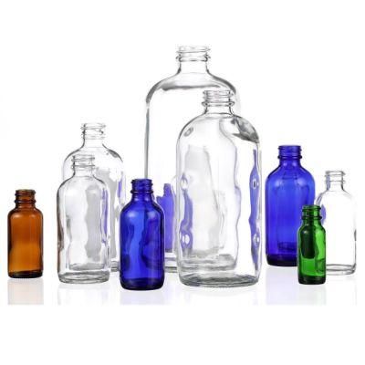 Brown Clear Small Decal Polished Transparent Cosmetic Glass Boston Bottle