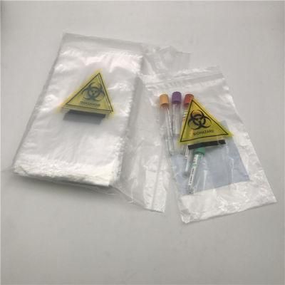 Factory PE 6 X9 Inch Specimen Zipper Biohazard Bags with Document Pouch