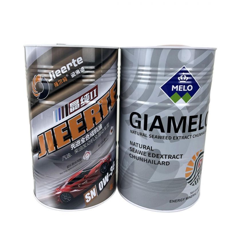 Wholesale Customized Paint 4L Round Metal Engine Oil Cans with Metal Lids