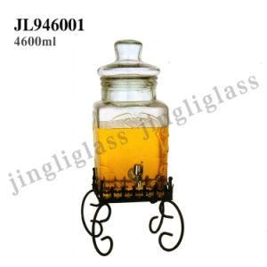 Square Shaped Big Dispenser Glass Jar with Tap