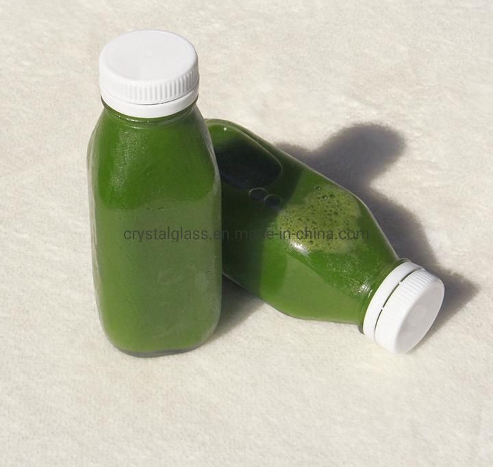 8oz 12oz 16oz 32oz Beverage/Milk/Juice French Square Glass Bottle with Plastic Lid