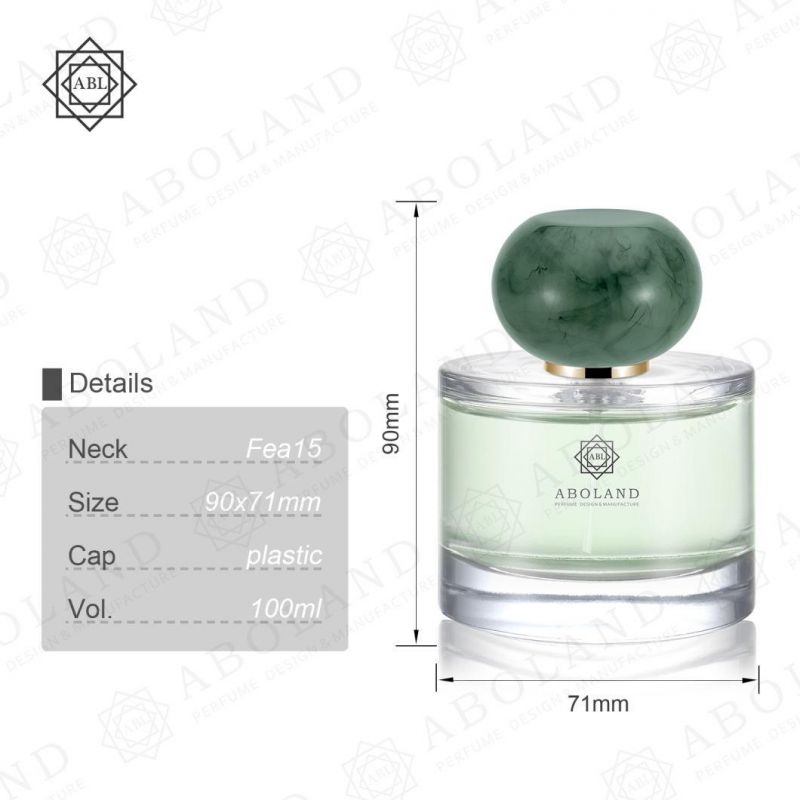 Custom Perfume Packaging Cylindrical Glass Bottle with Plastic Lid