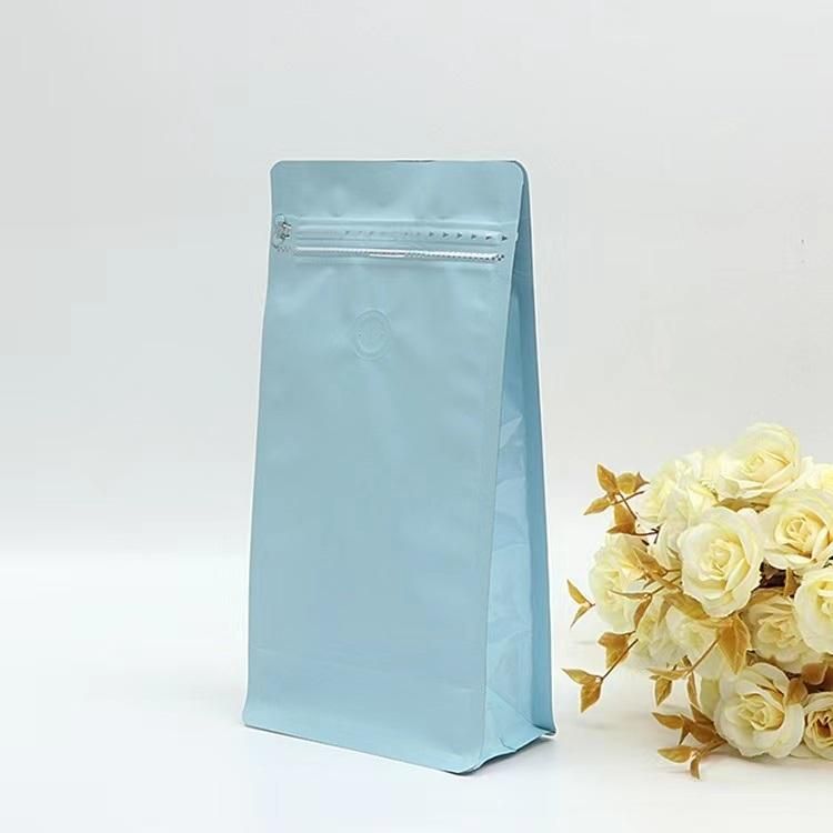 Flat Bottom Green Coffee Bag with Valve Square Bottom Bag