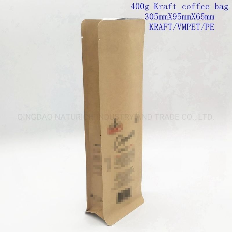 400g Kraft Paper Coffee Bag with Valve Eco-Friendly Paper Bag