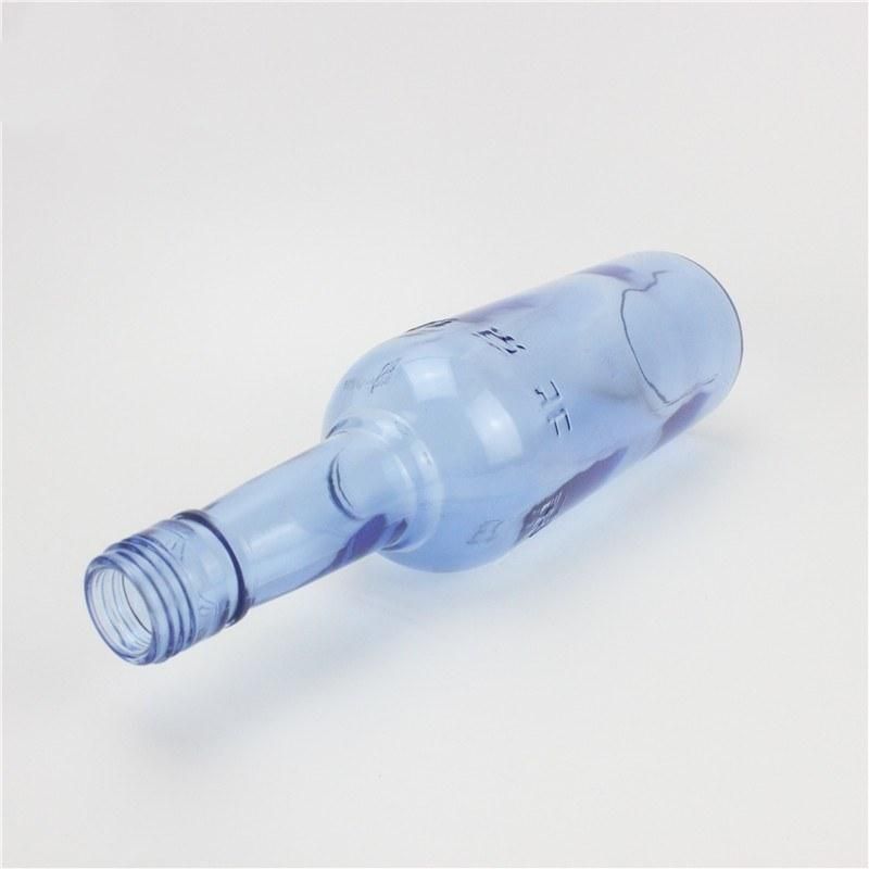 China Manufacturer Custom Blue Glass Bottle Liquor Vodka Glass Bottle