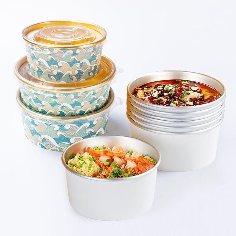 500ml/1000ml/1500ml Kitchen Take Away Foil Paper Paper Bowl with Pet Lid