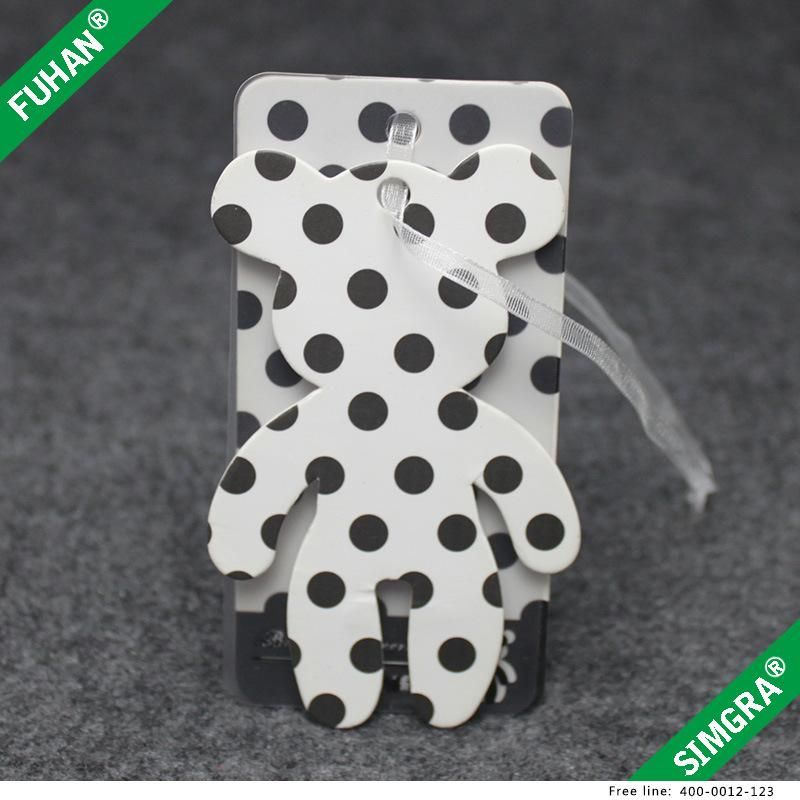 Cartoon Bear Shaped Polka DOT Printed Swing Tag Paper Hangtag