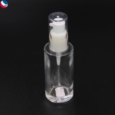 2oz Falst Shoulder Lotion Cream Serum Glass Pump Bottle Clear Cosmetic Bottle