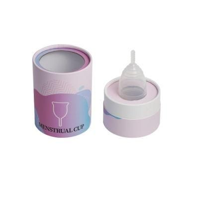 Firstsail Eco Friendly Cylinder Cardboard Period Menstrual Cup Gift Storage Case Box Paper Tube Packaging with PVC Window