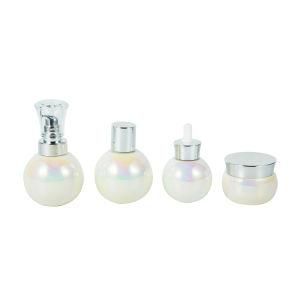 Customized Color Round Shape 40ml 120ml 150ml Skin Care Serum Lotion Ceramic Whiteware Bottle with Silver Pump