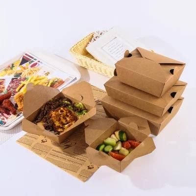 Custom 16oz 26oz 32oz Disposable Kraft Takeaway Rice Salad Food Packaging Container Takeout Hot Noodle Paper Box