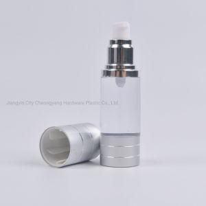15ml 30ml 50ml Empty Silver Cosmetic Airless Bottle with Golden Pump