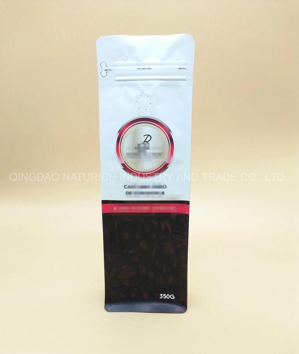 Little MOQ 8 Sides Sealing Flat Bottom Food Packing Plastic Bag with Zipper and Sides Window