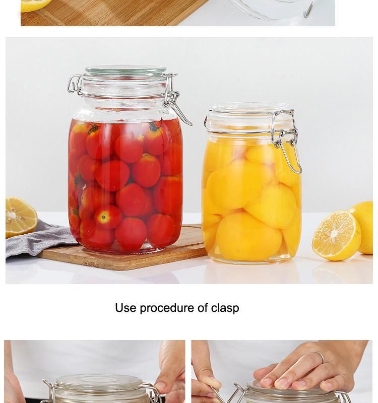 Food Container Clear Storage Glass Bottle Glass Jar with Swing Top