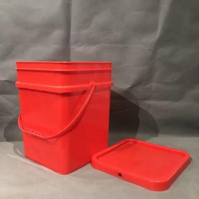 High Quality 5 Gallon Customized Square Plastic Paint Bucket with Lid &amp; Handle