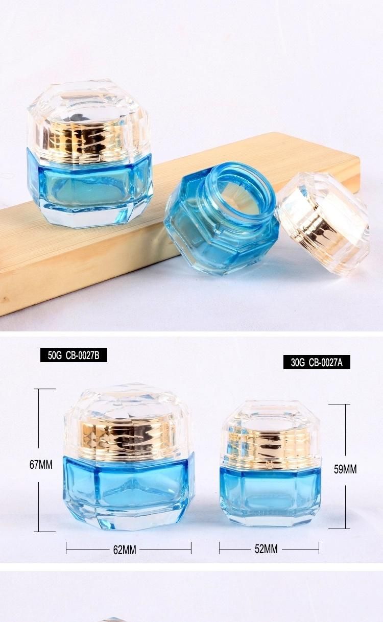 Luxury 30 Gram 50g Empty Cosmetic Container Face Cream Glass Jar Bottle with White Lid for Skin Care