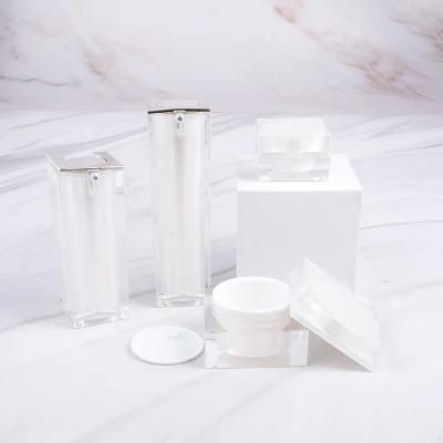 Fast Shipping 5g 10g 15g 30g 50g White Frost Square Acrylic Cosmetic Jar Container Nail Pot Acrilic