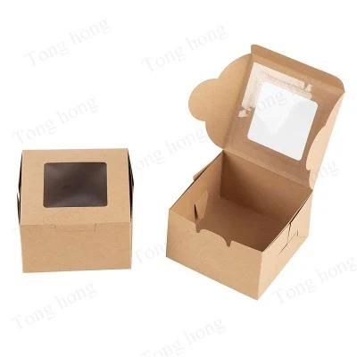 Wholesale Custom 6 Pack Cup Cake Paper Packaging Muffin Bakery Swiss Roll Dessert Sweet Pastry Cupcake Box with Clear Lid