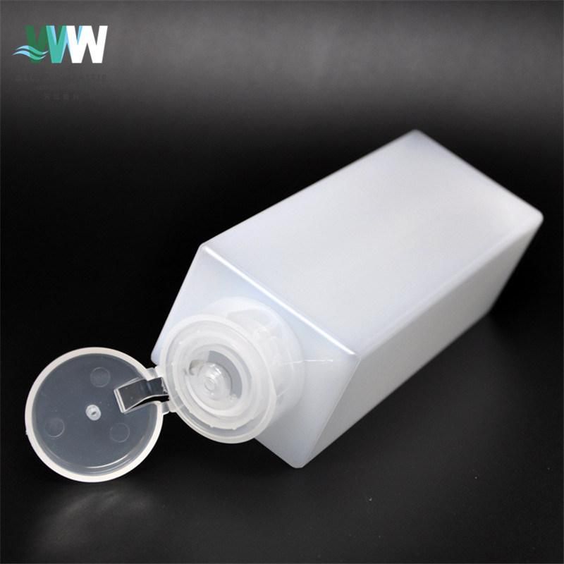 260ml PE Cosmetic Packaging Flip Cap Plastic Dispensing Square Bottle