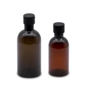 Custom Plastic Packaging Hand Wash Liquid Amber Color Shampoo Bottle Pet Plastic Lotion Pump Bottle 250ml 400ml