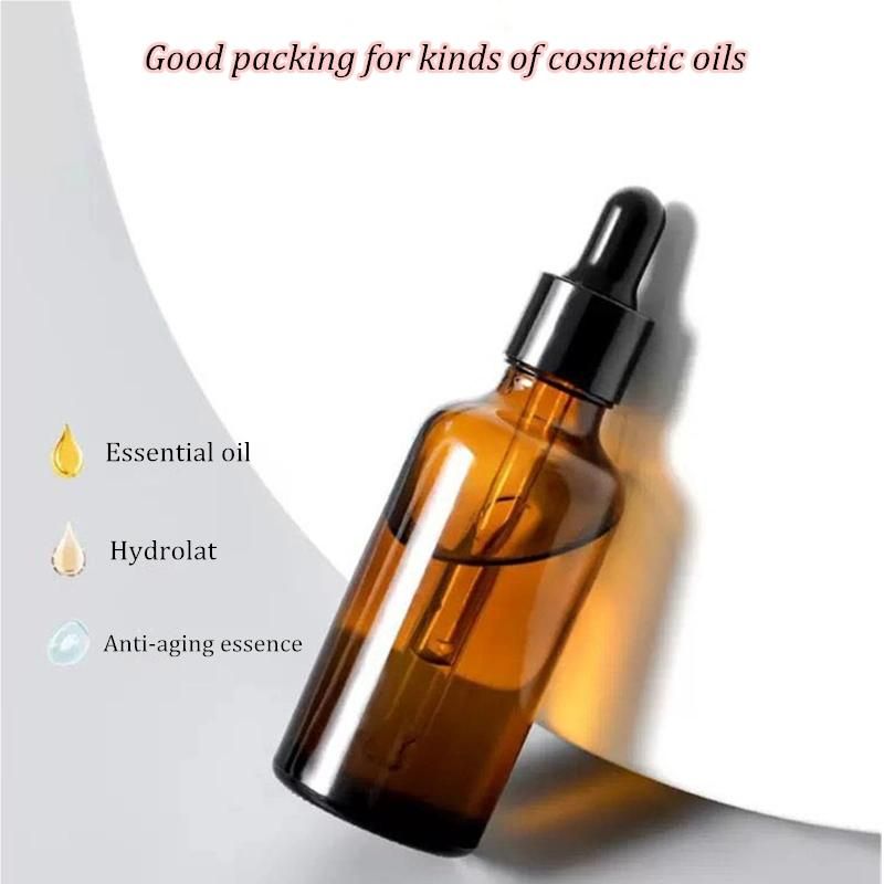 Wholesale Cosmetic Packaging Amber Glass Bottle 30ml with Glass Dropper for Essential Oil