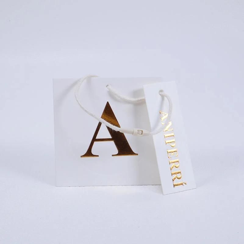 3D Logo Hot Stamp Paper Custom Garment Hang Tag for Luxury Brand