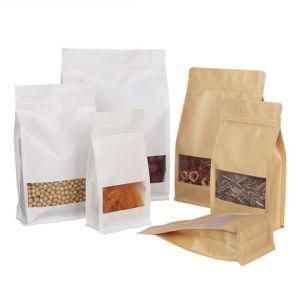 Custom Reusable Food Pouch Stand up Zip Lock Kraft Paper Bags with Window