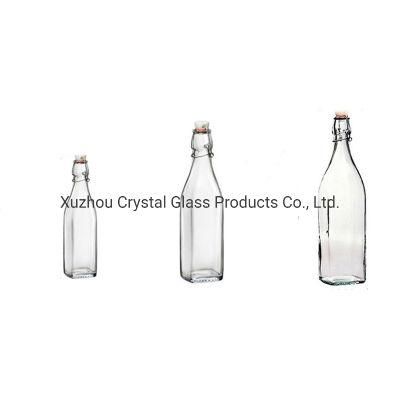 Cheap Stocked Flip-Top Cooking Oil Round Glass Bottle Swing Top 250ml 500ml 750ml 1000ml