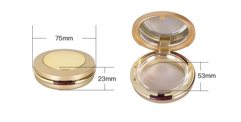 Hot Selling Empty Golden Press Powder Case Cosmetic Container for Makeup Case