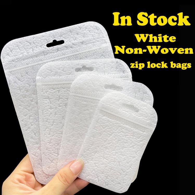 Non Woven Zipper Bag White Zip Lock Pouch Plastic Bags