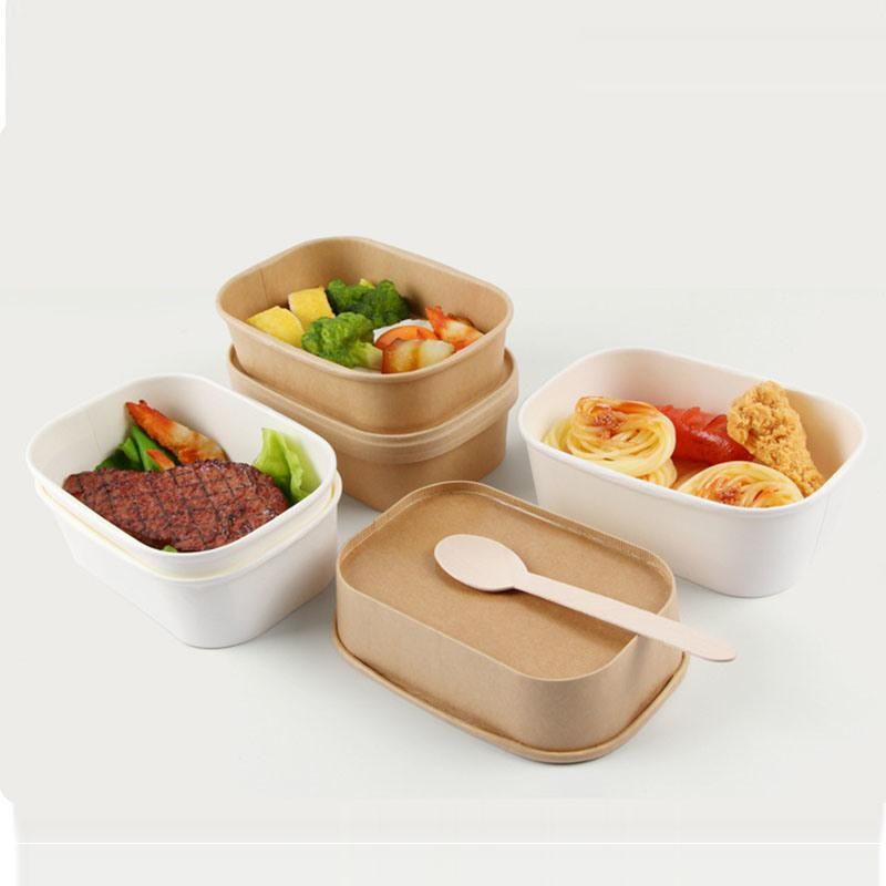 Customiaed Disposable Kraft Paper Soup Bowls to Go Lunch Brown Container with Lid