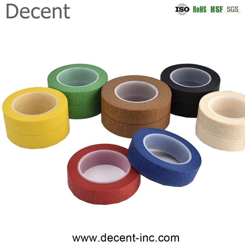 Colored 24mm 36mm 48mm Width Medium Temperature Resistance Crepe Paper Masking Tape for Automotive Painting or Decoration