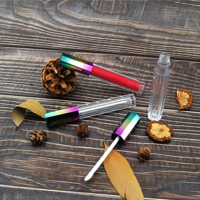 in Stock Fancy Colorful Holographic Lid 3ml Lipgloss Bottle Transparent Empty Lip Gloss Containers Tube with Applicator
