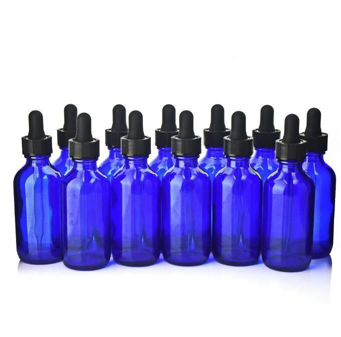 New 60ml Boston Cobalt Blue Glass Eye Dropper Bottles with Pipettes for Essential Oil Aroma Empty Cosmetic Containers