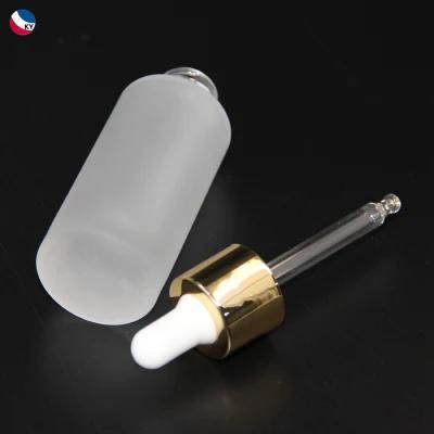 Flat Shoulder Round Shape 30ml 1oz Frost Clear Glass Dropper Bottle Face Oil Container