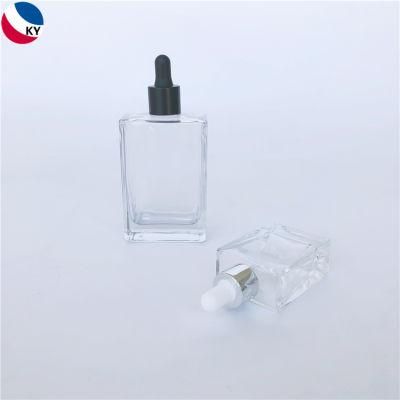 Transparent 30ml 100ml Empty Rectangle Glass Essential Oil Dropper Bottle Serum Bottle Skin Care Cosmetic Packaging