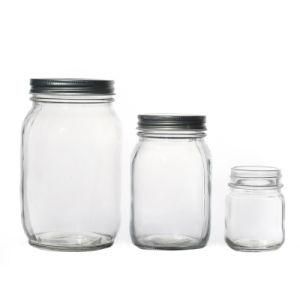 Hot Sale Kitchenware Clear Flint High Quality Metal Lids Storage Food Glass Jar Manufacturers
