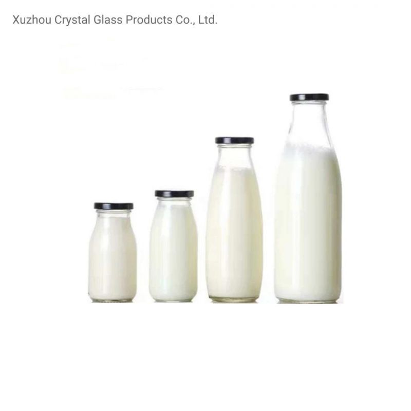 Print Logo 500 Ml Round Juice Beverage Milk Glass Bottles