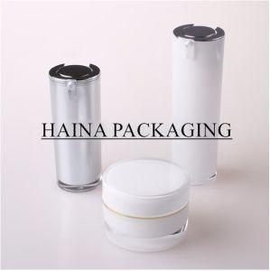 Round Acrylic Cream Jar, Airless Pump Bottle, White Color Cream Jar, Pearl White Acrylic Jar